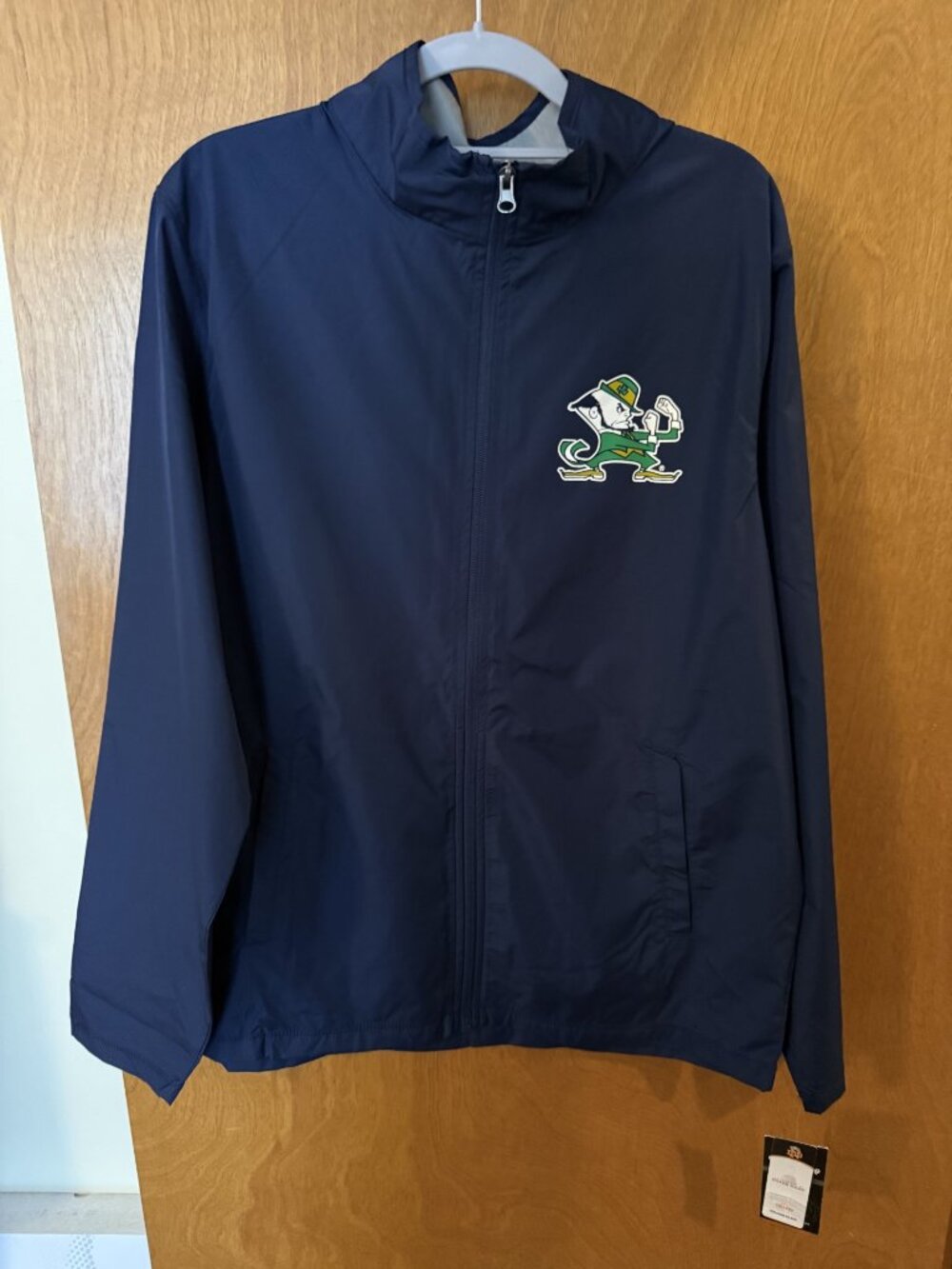 Navy NCAA Notre Dame Fighting Irish Full Zip Athletic Jacket Medium Lightweight